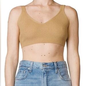 Levi's Norma Sweater Bralette. Knit. Wool bland. V neck. Tan. Size S.